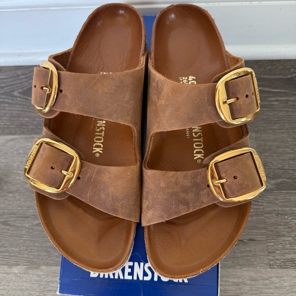 BIRKENSTOCK Arizona Big Buckle oiled leather sandals cognac - Picture 4 of 8